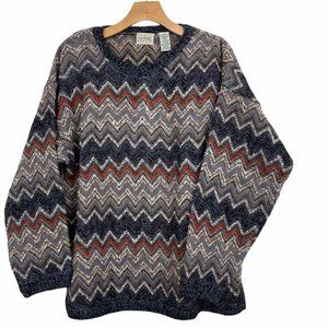 Vintage Northwest Express Sweater Chunky Wool Mohair Chevron Sz Large Oversized